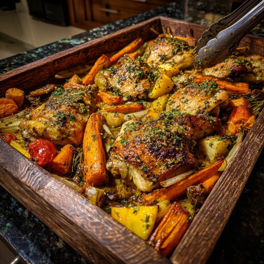 Sheet Pan Chicken With Garlic Sauce