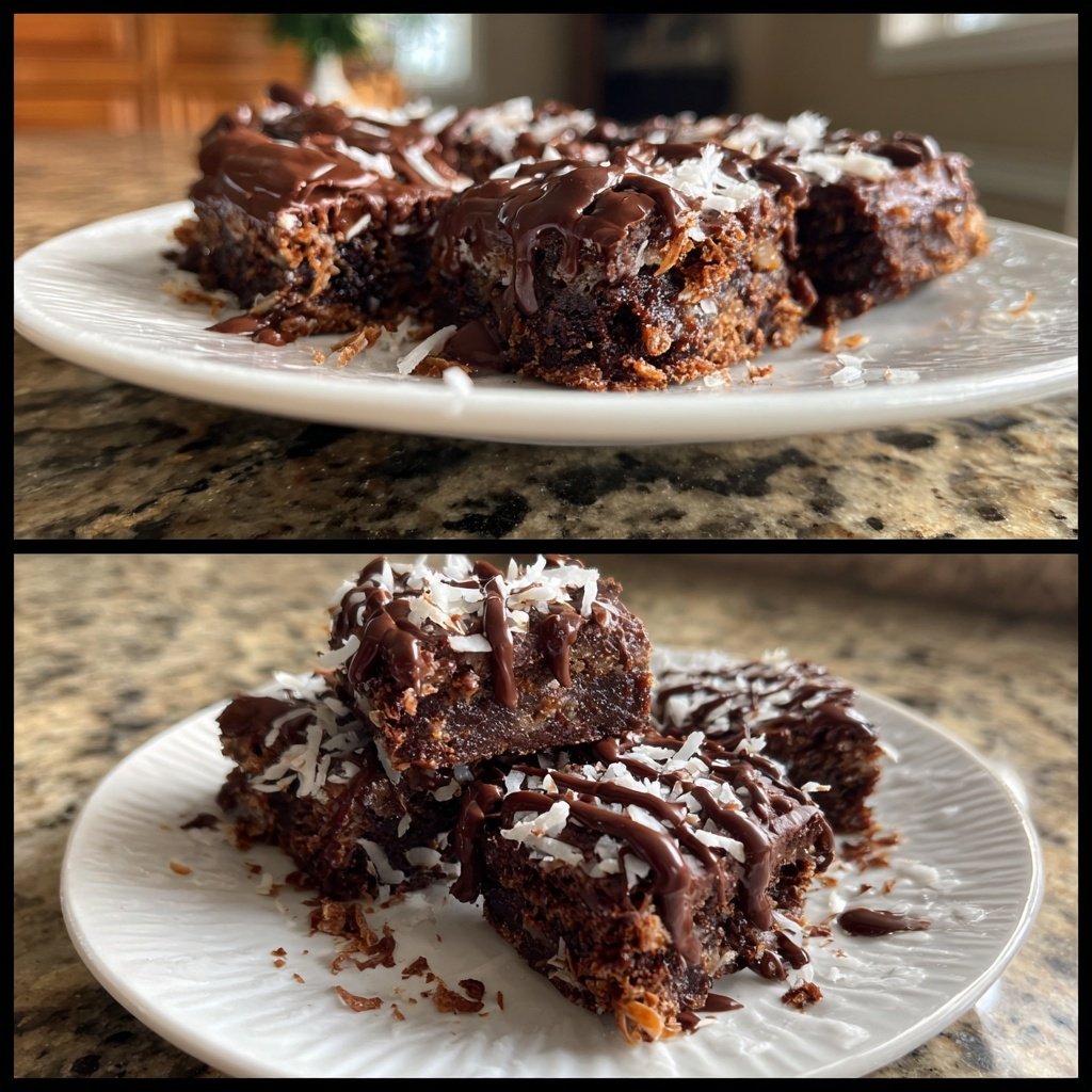 Chocolate Coconut Fudge Squares